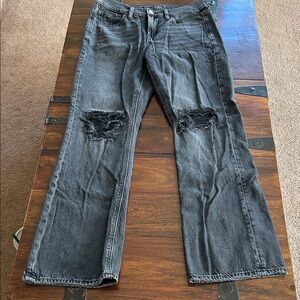 American Eagle Outfitters Black Distressed Boot Cut Jeans